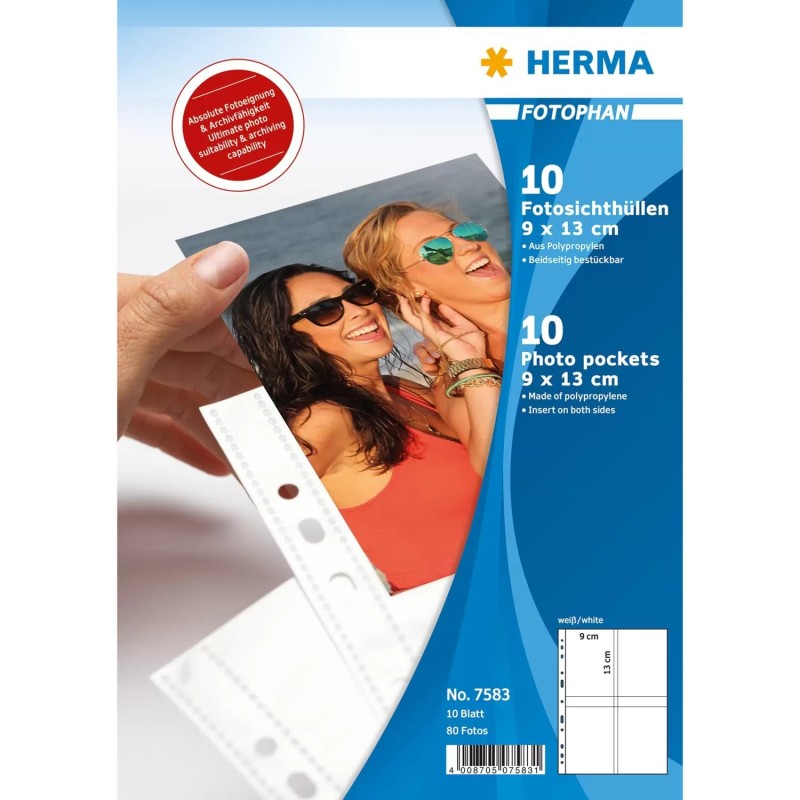 Herma Fotophan-Sichthullen 9x13cm hoch weiB 7583