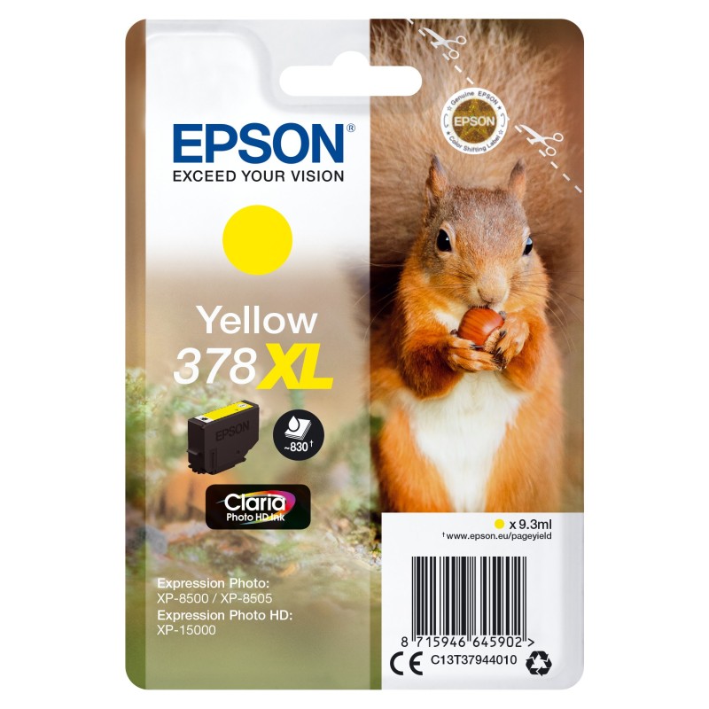 Epson Squirrel 378XL ink cartridge 1 pc(s) Original High (XL) Yield Yellow