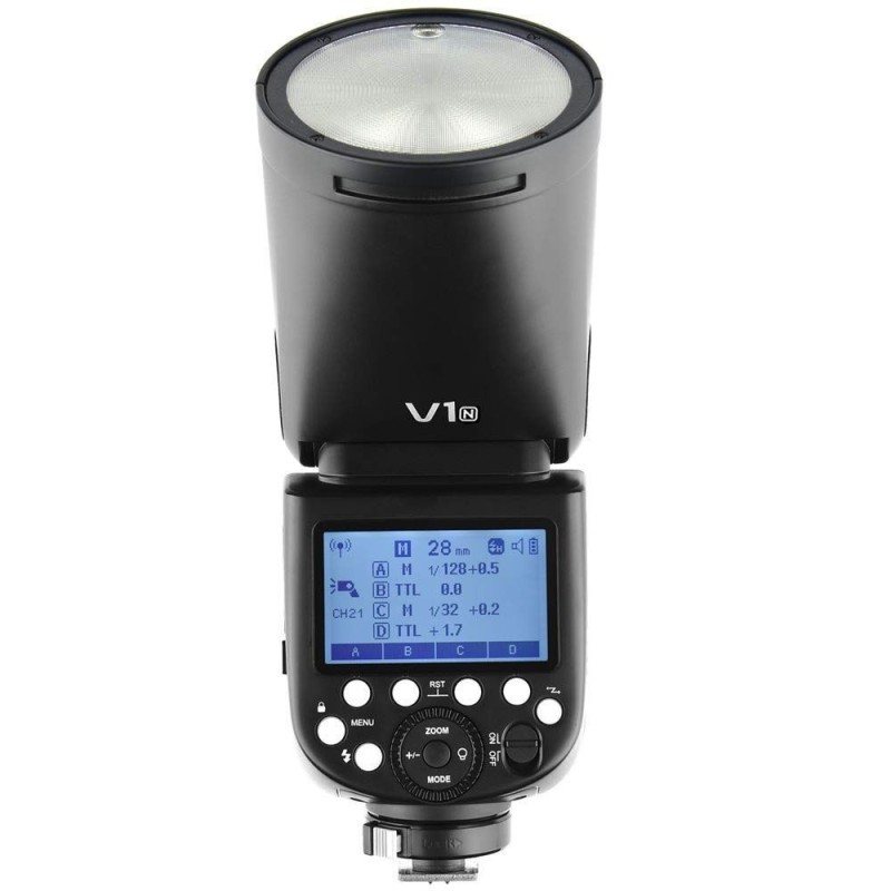 Godox V1N round flashgun for Nikon incl. rechargeable battery