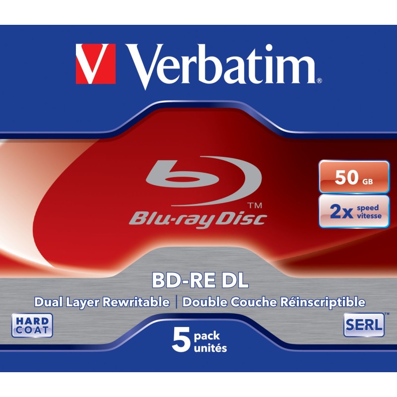 Verbatim BD-RE DL 50GB 2 x 5 Pack Jewel Case 5 pc(s)