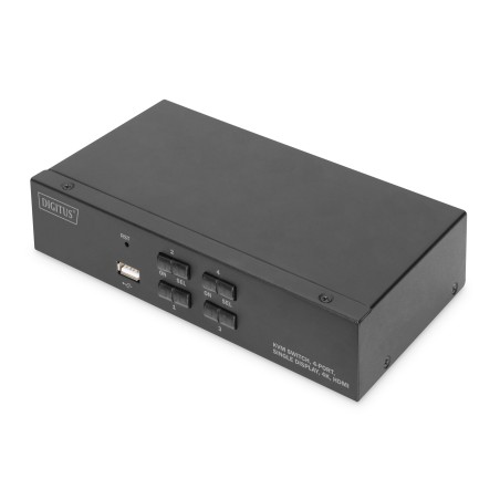 Digitus Switch KVM, 4 porte, schermo singolo 4K, HDMI®