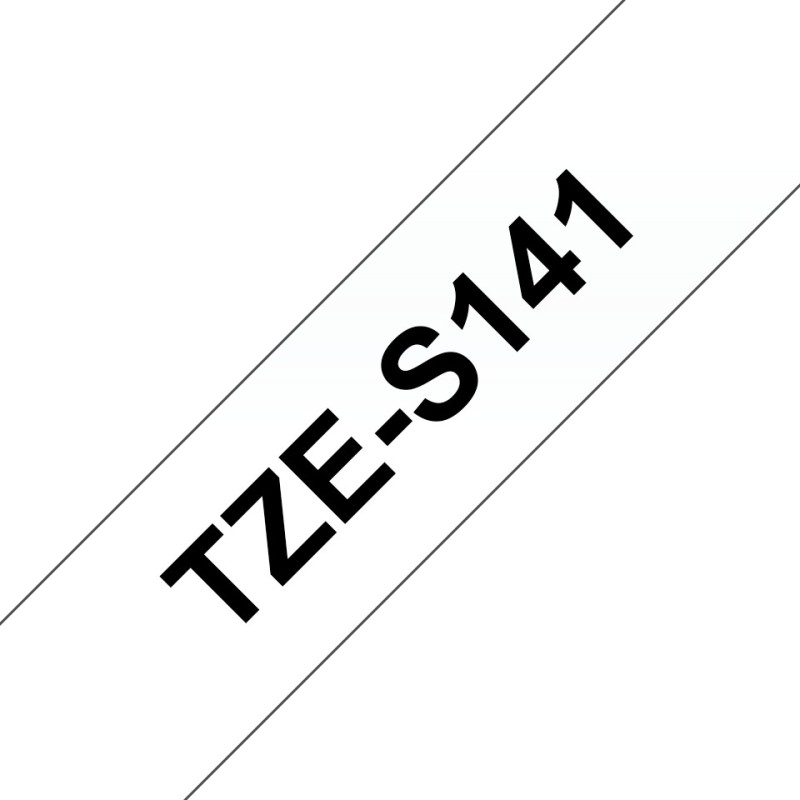 TZe-S141 - Extra starker Klebstoff - schwarz auf durchsichtig - Rolle (1,8 cm...