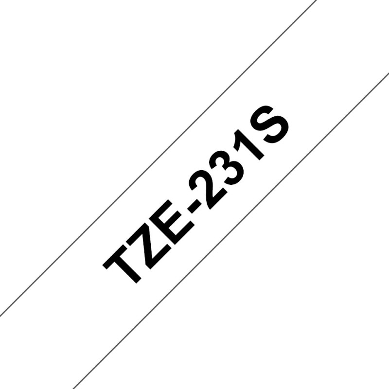 TZe-231S - Schwarz auf Weis - Rolle (1,2 cm x 4 m)