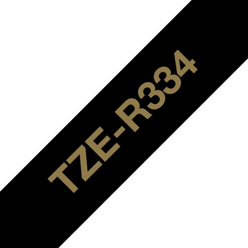 TZe-R334 - Seidig - gold auf schwarz - Rolle (1,2 cm x 4 m)