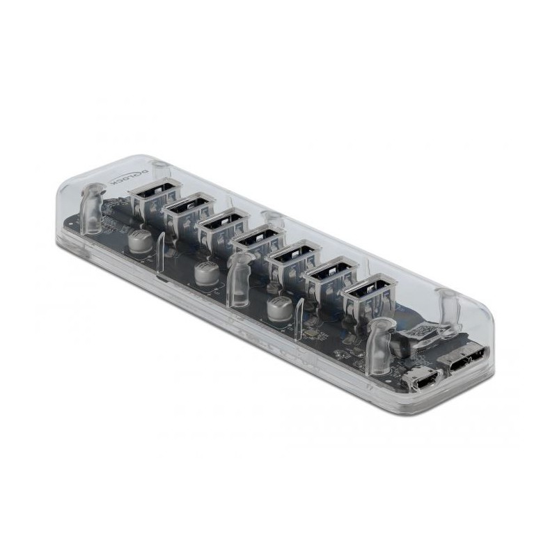 Externer USB 3.0 Hub mit 7 Ports transparent