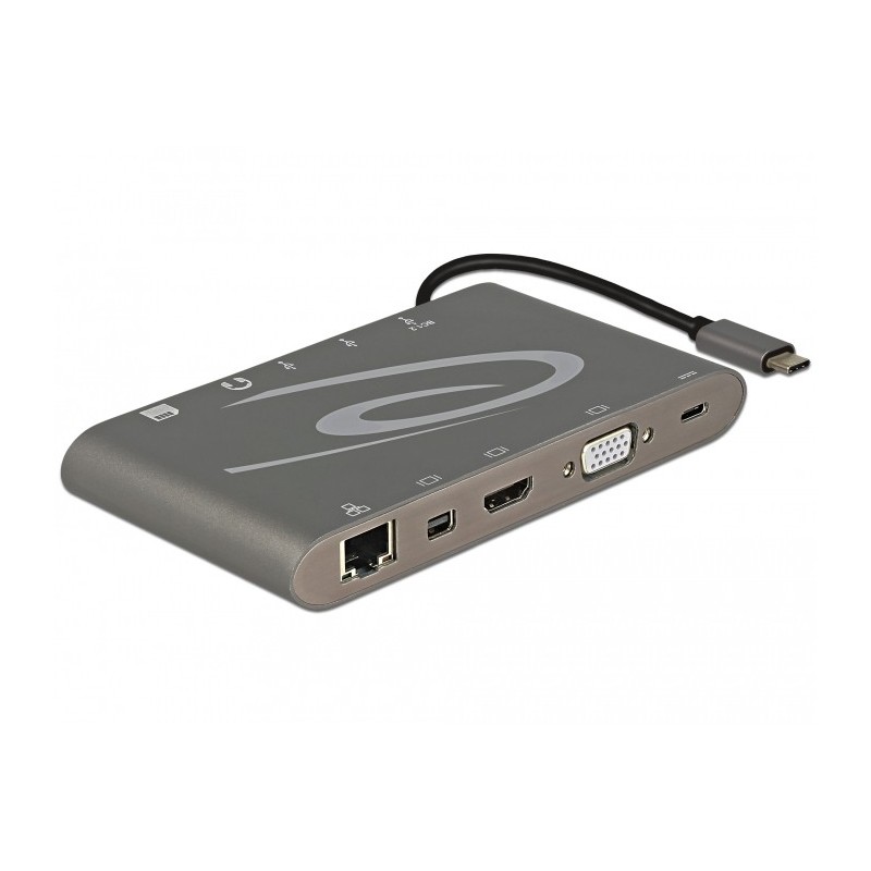 DeLOCK 87297 replicatore di porte e docking station per laptop USB 3.2 Gen 2 (3.1 Gen 2) Type-C Grigio