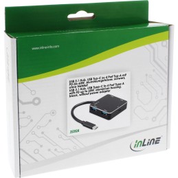 InLine USB 3.1 Hub, USB-C a 4 Type-A, PD fino a 60W, nero, no alimentatore