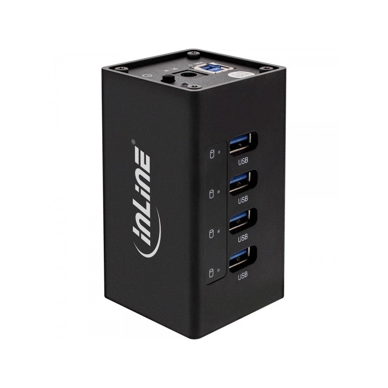 USB 3.0 Hub - 4 Port - Aluminiumgehause - schwarz - mit 2,5A Netzteil