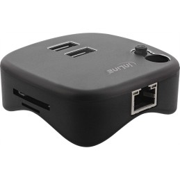 InLine Multiadattatore USB 3.0, 2xUSB-A, RJ45, lettore di schede SD MicroSD