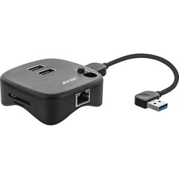 InLine Multiadattatore USB 3.0, 2xUSB-A, RJ45, lettore di schede SD MicroSD