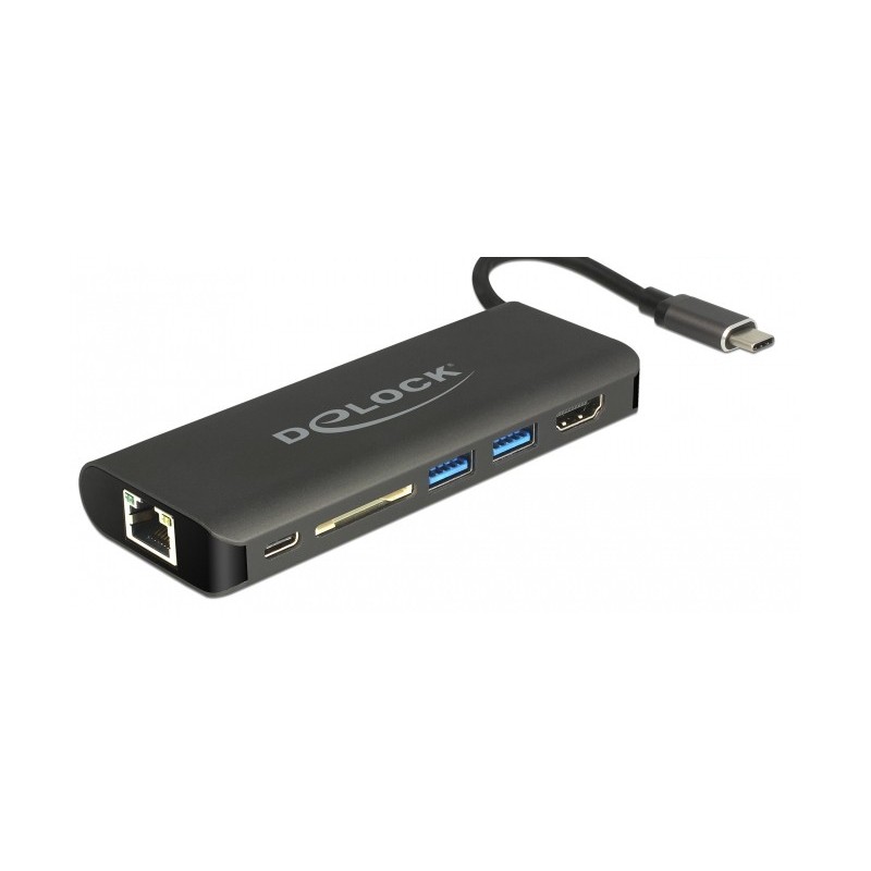 DeLOCK 87721 replicatore di porte e docking station per laptop USB 3.2 Gen 1 (3.1 Gen 1) Type-A Nero