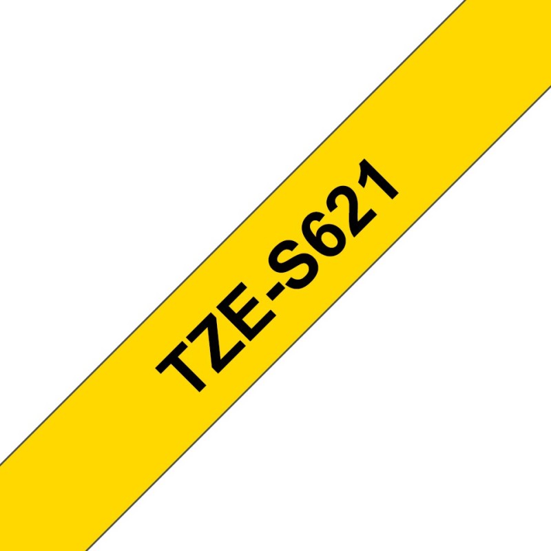 TZe-S621 - Extra starker Klebstoff - Schwarz auf Gelb - Rolle (0,9 cm x 8 m)