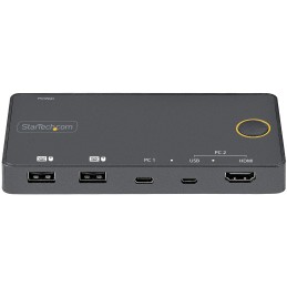 StarTech.com Switch KVM ibrido USB-A + HDMI e USB-C a 2 porte - Monitor singolo HDMI 2.0 4K 60Hz - Switch KVM compatto per
