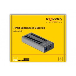 DeLOCK 63669 hub di interfaccia USB 3.2 Gen 1 (3.1 Gen 1) Type-B 5000 Mbit s Grigio