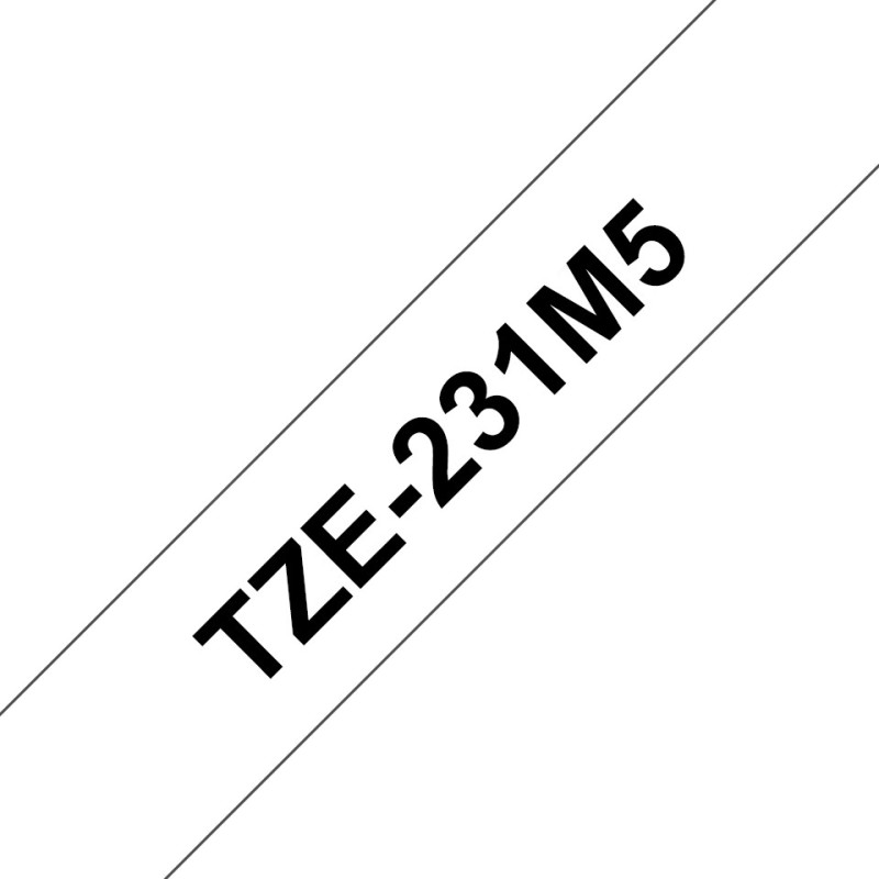 TZe-231 - Klebstoff - Schwarz auf Weis - Rolle (1,2 cm x 8 m)