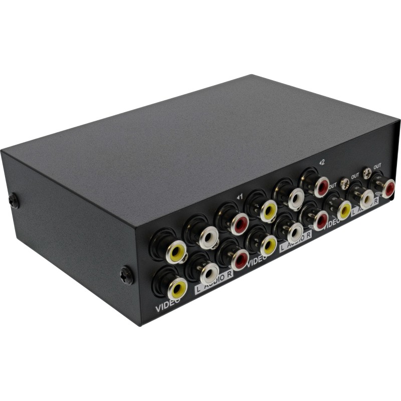 AV Umschalter manuell 4-port - 3x Cinch IN/OUT