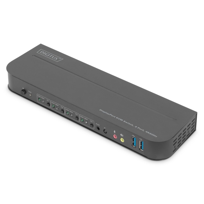 KVM-Switch, 4-Port, 4K60Hz, 4 x DP in, 1 x DP/HDMI out