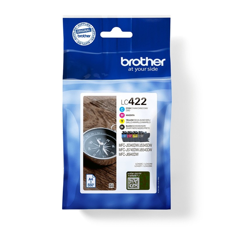 Brother LC422VALDR ink cartridge 4 pc(s) Original Black, Cyan, Magenta, Yellow