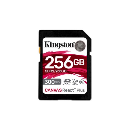 Kingston Technology 256GB Canvas React Plus SDXC UHS-II 300R 260W U3 V90 for Full HD 4K 8K