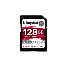 Kingston Technology 128GB Canvas React Plus SDXC UHS-II 300R 260W U3 V90 for Full HD 4K 8K