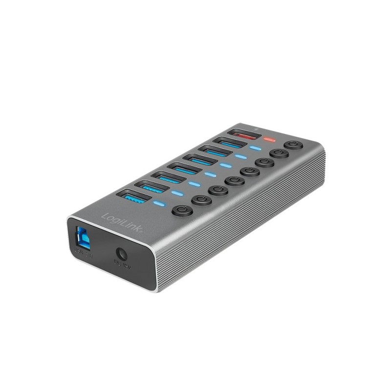 LogiLink UA0387 hub di interfaccia USB 3.2 Gen 1 (3.1 Gen 1) Type-B 5000 Mbit s Grigio