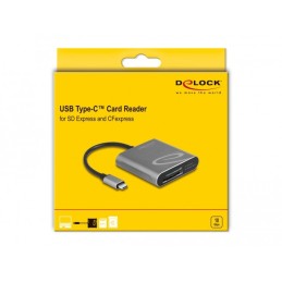 DeLOCK 91000 lettore di schede USB 3.2 Gen 2 (3.1 Gen 2) Type-C Grigio