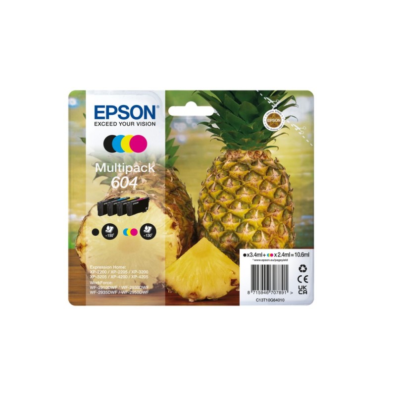 Epson 604 cartuccia d'inchiostro 4 pz Compatibile Resa standard Nero, Ciano, Magenta, Giallo