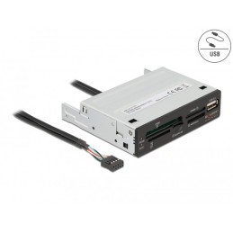 DeLOCK 91708 lettore di schede USB 2.0 Interno Nero, Grigio