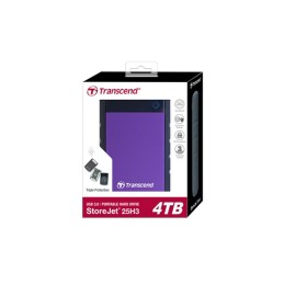 Transcend StoreJet 25H3 disco rigido esterno 4 TB Nero, Viola