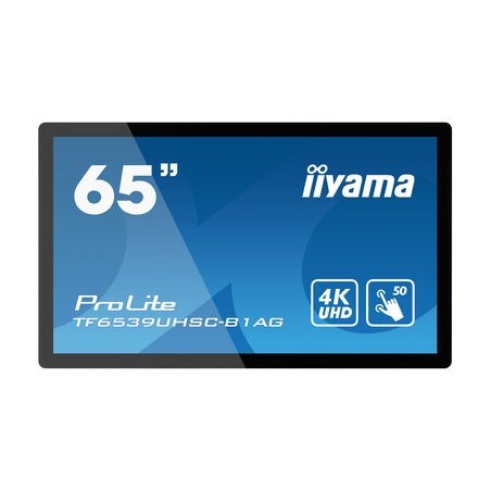 iiyama TF6539UHSC-B1AG visualizzatore di messaggi Pannello piatto interattivo 165,1 cm (65") LCD 500 cd m² 4K Ultra HD Nero