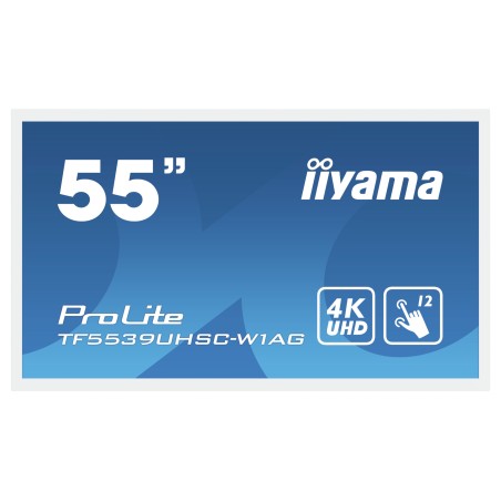 iiyama ProLite TF5539UHSC-W1AG Monitor PC 139,7 cm (55") 3840 x 2160 Pixel 4K Ultra HD LED Touch screen Multi utente Bianco