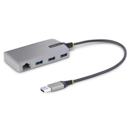 StarTech.com Hub USB a 3 porte con Ethernet - Hub USB 3.0 5Gbps alimentato via bus - Hub splitter USB-A a 3x USB-A portatile