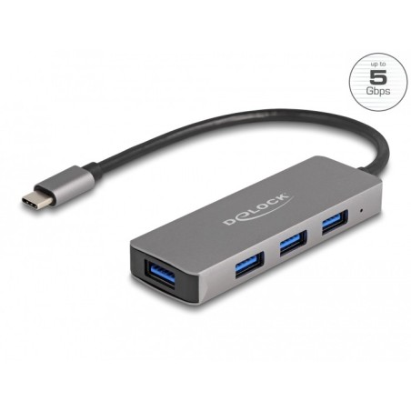 DeLOCK 63173 hub di interfaccia USB 3.2 Gen 1 (3.1 Gen 1) Type-C 5000 Mbit s Nero