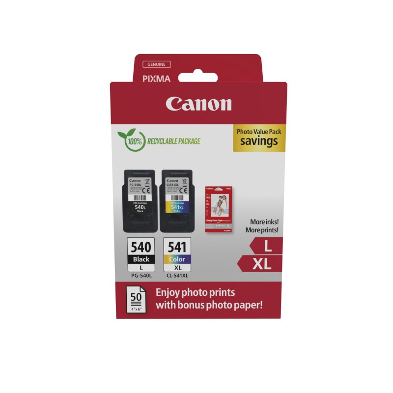 PG-540L/CL-541XL Photo Value Pack - Glanzend - 2er-Pack - Hohe Ergiebigkeit -...