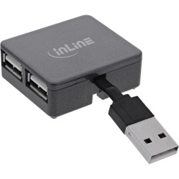 InLine Hub USB 2.0 a 4 porte, da USB-A maschio a 4x USB-A femmina, cavo 4cm