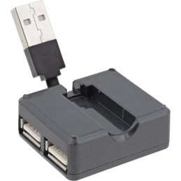 InLine Hub USB 2.0 a 4 porte, da USB-A maschio a 4x USB-A femmina, cavo 4cm