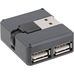 InLine Hub USB 2.0 a 4 porte, da USB-A maschio a 4x USB-A femmina, cavo 4cm