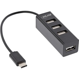 InLine Hub USB 2.0 a 4 porte, da USB-C maschio a 4x USB-A femmina, cavo 15cm