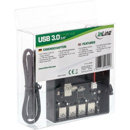 InLine Hub 4x USB 3.0, per pannello frontale 3,5" (floppy), nero