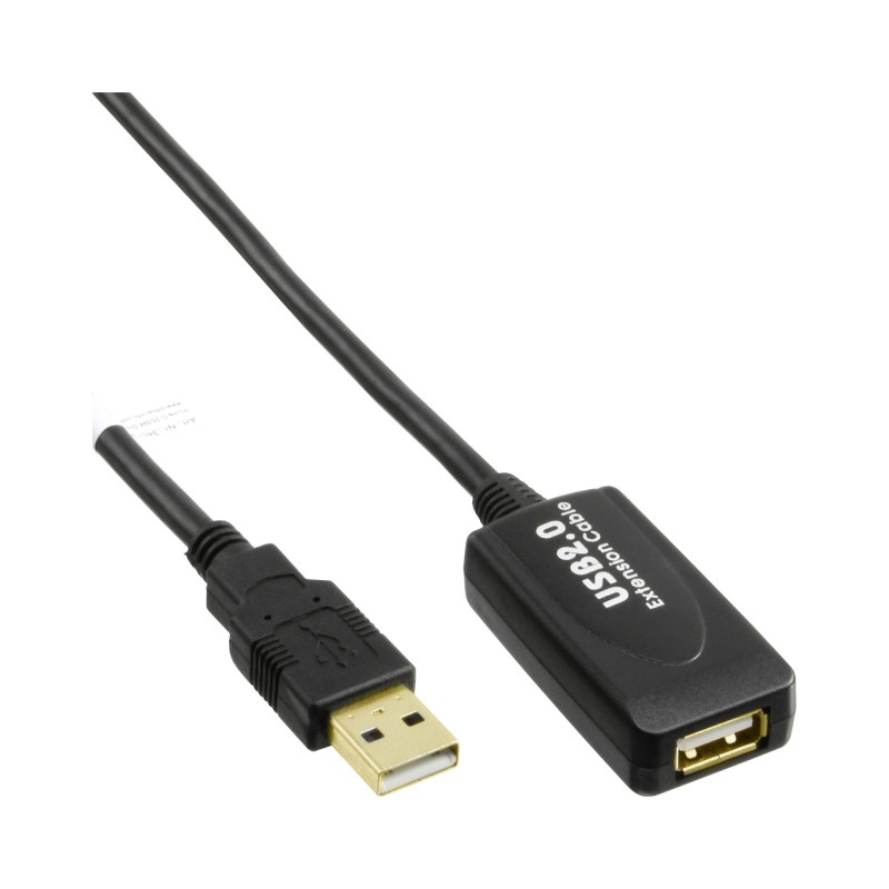 InLine Cavo USB 2.0 Am  A F, Attivo Repeater, prolunga, nero, 7,5m