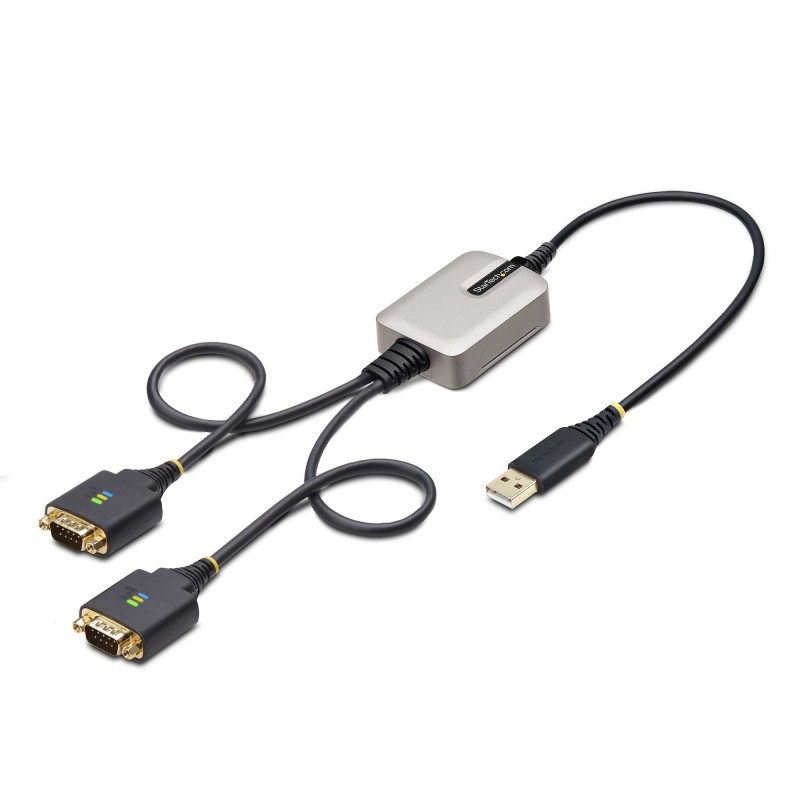 StarTech.com 2P1FFC-USB-SERIAL adattatore per inversione del genere dei cavi USB-A 2 x DB-9 RS-232 Nero, Grigio