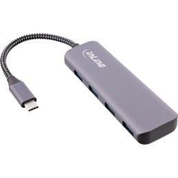 InLine Hub USB 3.2, da USB-C a 4x USB-A 10Gb s, alluminio, grigio