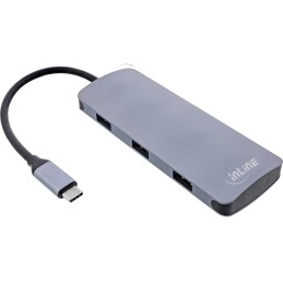 InLine Hub USB 3.2 Gen.2, 4x USB-C + 3x USB-A, PD 100W, alluminio, grigio