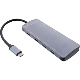 InLine Hub USB 3.2 Gen.2, 4x USB-C + 3x USB-A, PD 100W, alluminio, grigio