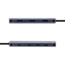 InLine Hub USB 3.2 Gen.2, 4x USB-C + 3x USB-A, PD 100W, alluminio, grigio