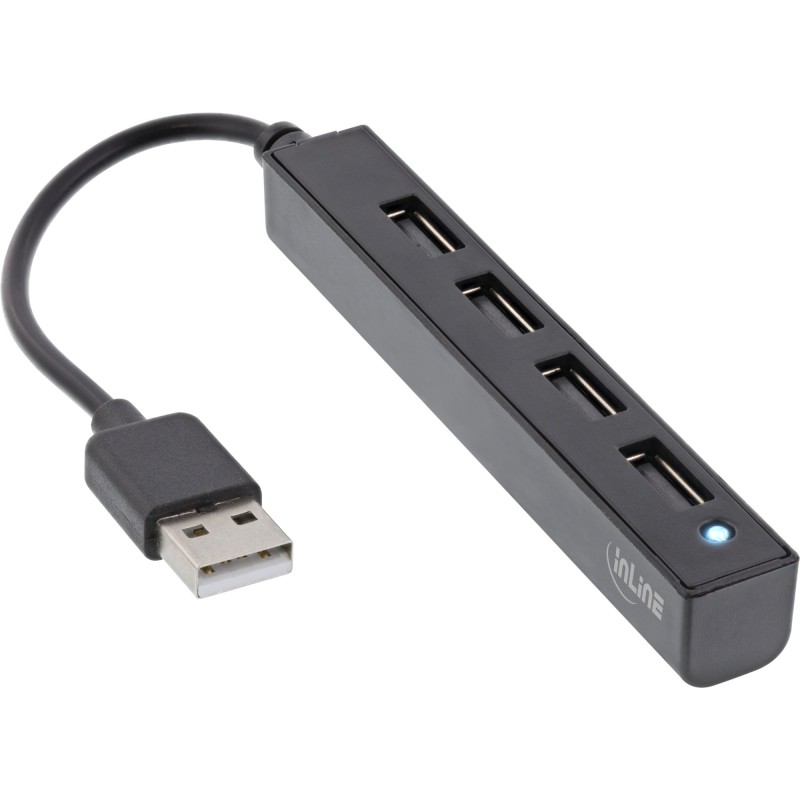 USB 2.0 4-Port Hub - USB-A Stecker auf 4x USB-A Buchse - Kabel 15cm