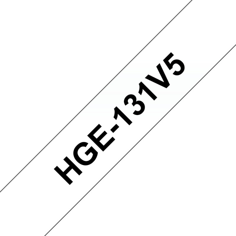 HGE-131V5 - Schwarz auf durchsichtig - Rolle (1,2 cm x 8 m)