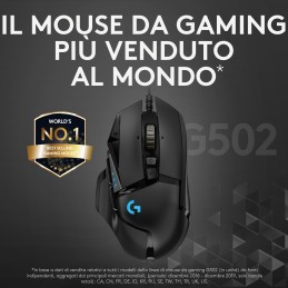 Logitech G Logitech G502 Mouse Gaming HERO Prestazioni Elevate, Sensore HERO 25K, 25600 DPI, RGB, Pesi Regolabili, 11 Pulsanti