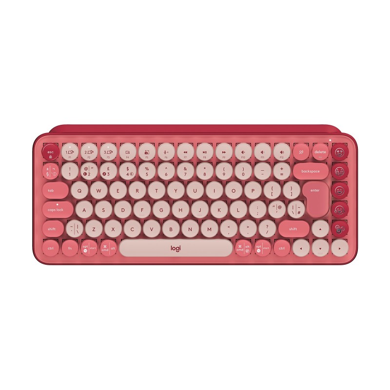 Logitech Pop Keys tastiera RF senza fili + Bluetooth QWERTY Inglese UK Borgogna, Rosa, Rosa