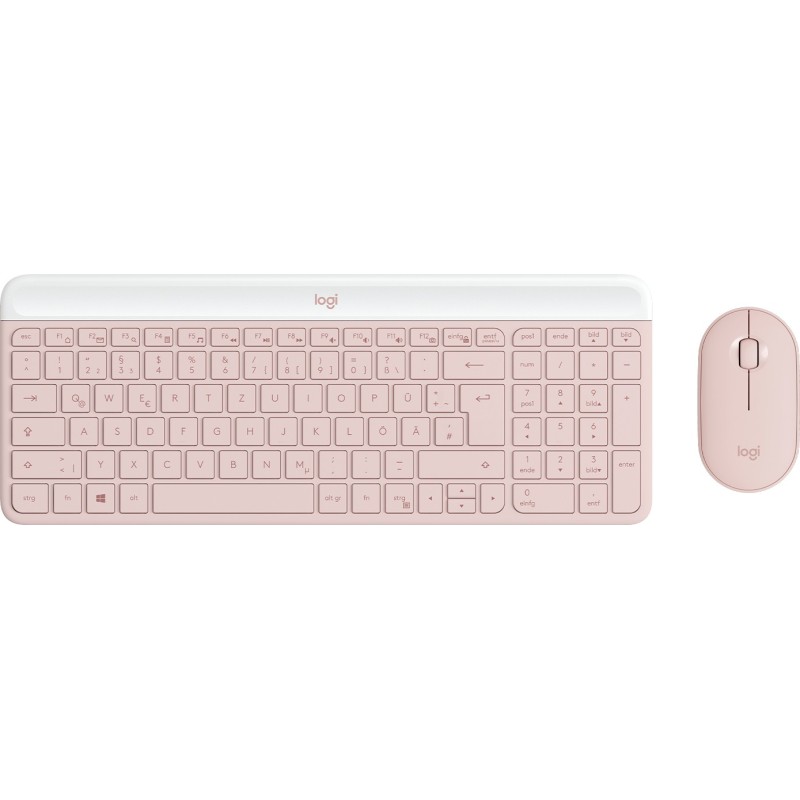 Logitech MK470 Slim Combo tastiera Mouse incluso RF Wireless QWERTZ Tedesco Rosa